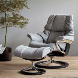 Stressless Reno Recliner With Signature Base & Footstool - thumbnail 1