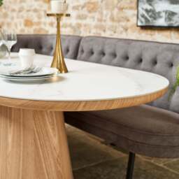 Sutton 200cm Dining Table - Ash with Frampton Corner Bench in Anthracite LHF - thumbnail 6