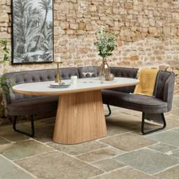 Sutton 200cm Dining Table - Ash with Frampton Corner Bench in Anthracite LHF - thumbnail 2