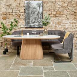 Sutton 200cm Dining Table - Ash with Frampton Corner Bench in Anthracite LHF - thumbnail 1