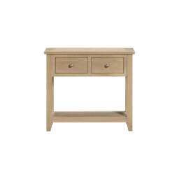 Tetbury Console Table With Shelf in Natural Oak - thumbnail 2