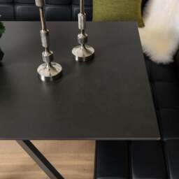 Saturn 135cm Dining Table Dark Grey & Rubix Corner Bench in Black - thumbnail 5