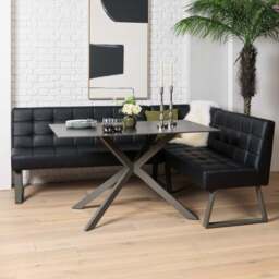 Saturn 135cm Dining Table Dark Grey & Rubix Corner Bench in Black - thumbnail 2