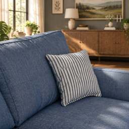 Eastbourne 2 Seater Sofa in Navy with Navy Stripe Cushions - thumbnail 4