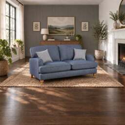 Eastbourne 2 Seater Sofa in Navy with Navy Stripe Cushions - thumbnail 1