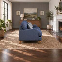 Eastbourne 2 Seater Sofa in Navy with Navy Stripe Cushions - thumbnail 3