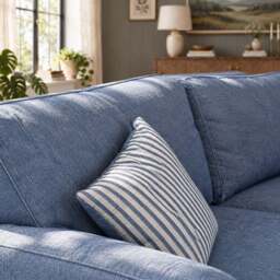 Eastbourne 2 Seater Sofa in Navy with Navy Stripe Cushions - thumbnail 5