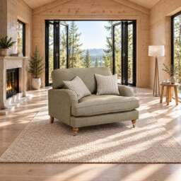 Eastbourne Snuggler in Olive with Olive Stripe Cushions - thumbnail 1