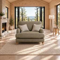 Eastbourne Snuggler in Olive with Olive Stripe Cushions - thumbnail 2
