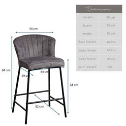 Tristan Grey Fabric Bar Stool (Set of 2) - thumbnail 6