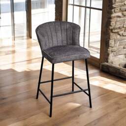 Tristan Grey Fabric Bar Stool (Set of 2) - thumbnail 3