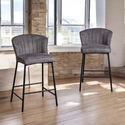 Tristan Grey Fabric Bar Stool (Set of 2) - thumbnail 1