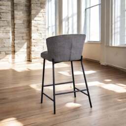 Tristan Grey Fabric Bar Stool (Set of 2) - thumbnail 4