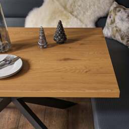 Jupiter Dining Set - Smoked Oak - With RHF Corner Bench & Low Bench in Blue - thumbnail 3