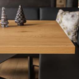 Jupiter Dining Set - Smoked Oak - With RHF Corner Bench in Black - thumbnail 3