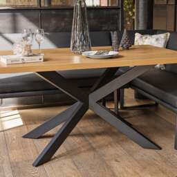 Jupiter Dining Set - Smoked Oak - With RHF Corner Bench in Black - thumbnail 4