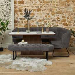 Sutton 160cm Dining Table - Walnut with Frampton Corner Bench LHF & Flat Bench in Anthracite - thumbnail 2