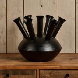 Aluminium Dome Vase in Matt Black Finish - Small - thumbnail 2