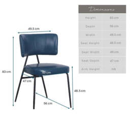 Admiral Dark Blue Dining Chair (Set of 2) - thumbnail 6
