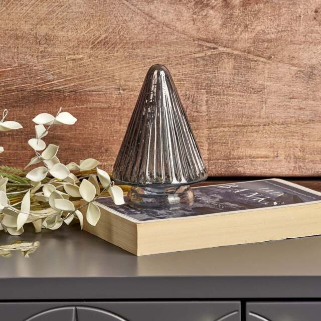 Cone Tree Glass Ornament in Grey Luster - image 1