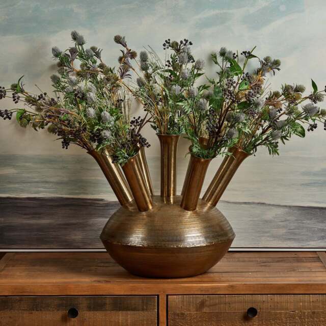 Aluminium Dome Vase in Antique Brass Finish - Large - image 1