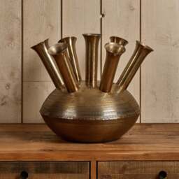 Aluminium Dome Vase in Antique Brass Finish - Large - thumbnail 2