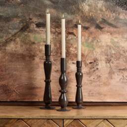 Royal Glass Candle Stick in Carbon - Large - thumbnail 2