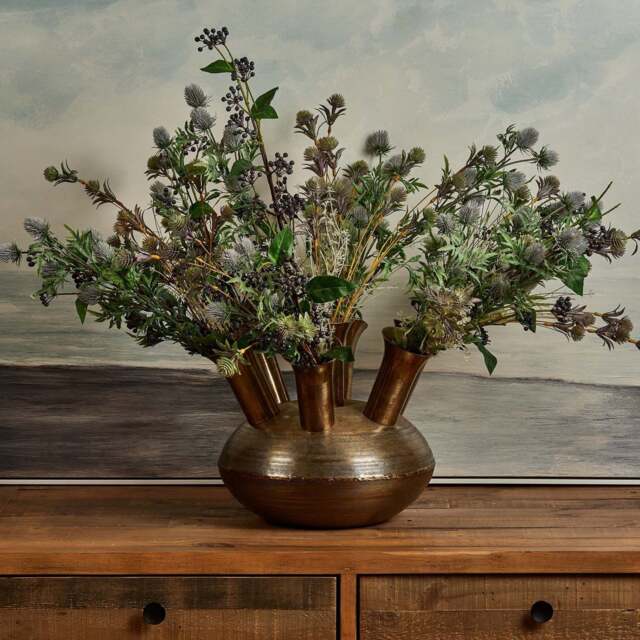 Aluminium Dome Vase in Antique Brass Finish - Small - image 1