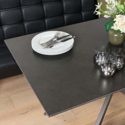 Saturn 135cm Dining Table Dark Grey & Rubix Corner Bench With Low Bench in Black - thumbnail 4