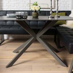 Saturn 135cm Dining Table Dark Grey & Rubix Corner Bench With Low Bench in Black - thumbnail 3
