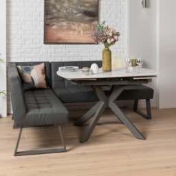 Saturn 130-190cm Motion Table White & Rubix Corner Bench in Grey - thumbnail 2