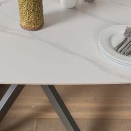 Saturn 130-190cm Motion Table White & Rubix Corner Bench in Grey - thumbnail 6