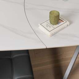 Saturn 130-190cm Motion Table White & Rubix Corner Bench in Grey - thumbnail 5