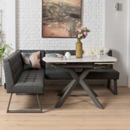 Saturn 130-190cm Motion Table White & Rubix Corner Bench in Grey - thumbnail 4