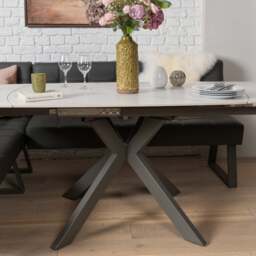 Saturn 130-190cm Motion Table White & Rubix Corner Bench in Grey - thumbnail 3