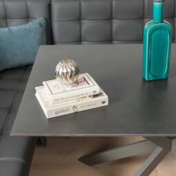 Saturn 135cm Dining Table Dark Grey & Rubix Corner Bench With Low Bench in Grey - thumbnail 4