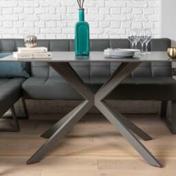 Saturn 135cm Dining Table Dark Grey & Rubix Corner Bench With Low Bench in Grey - thumbnail 3
