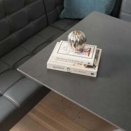 Saturn 135cm Dining Table Dark Grey & Rubix Corner Bench With Low Bench in Grey - thumbnail 5
