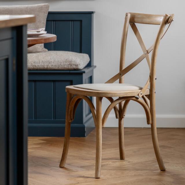 Cafe Chair Washed Oak Linen (Set of 2) - image 1