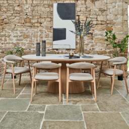 Sutton 200cm Dining Table - Ash with 6x Albi Chairs in Beige with Oiled Oak Legs - thumbnail 2