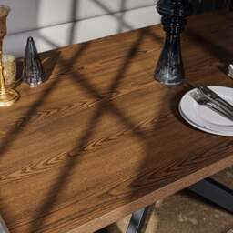 Jupiter Dining Set - Dark Oak - With RHF Corner Bench in Light Grey - thumbnail 5