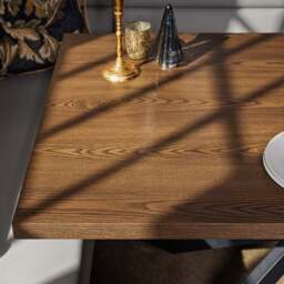 Jupiter Dining Set - Dark Oak - With RHF Corner Bench in Light Grey - thumbnail 4