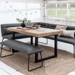 Adelaide 135cm Dining Table with Hardy Corner Bench RHF & Low Bench in Grey - thumbnail 1