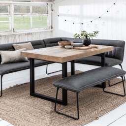 Adelaide 135cm Dining Table with Hardy Corner Bench RHF & Low Bench in Grey - thumbnail 4