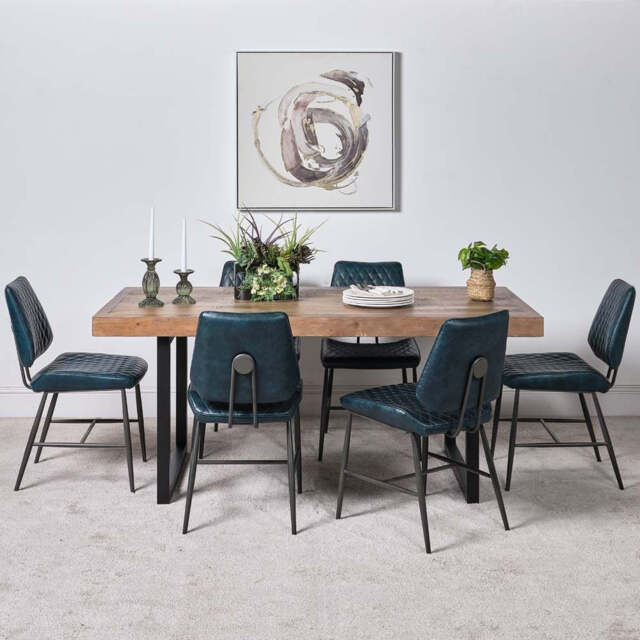 Adelaide 180cm Dining Table & 6 Digby Dining Chairs - Blue - image 1