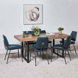 Adelaide 180cm Dining Table & 6 Digby Dining Chairs - Blue - thumbnail 2