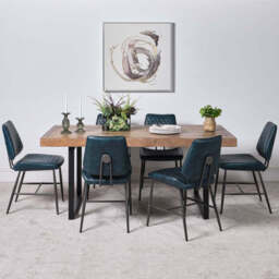 Adelaide 180cm Dining Table & 6 Digby Dining Chairs - Blue - thumbnail 1