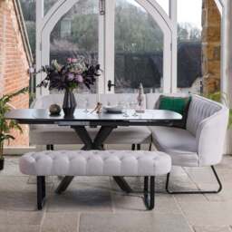 Saturn Dark Grey Motion Table with LHF Frampton Corner Bench & Low Bench - White - thumbnail 1