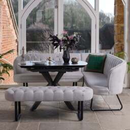 Saturn Dark Grey Motion Table with LHF Frampton Corner Bench & Low Bench - White - thumbnail 2