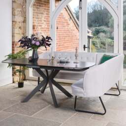 Saturn Dark Grey Motion Table with LHF Frampton Corner Bench & Low Bench - White - thumbnail 5